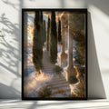 Stairway to Heaven Poster, Marble Steps Cypress Trees, Classical Architecture Art Print