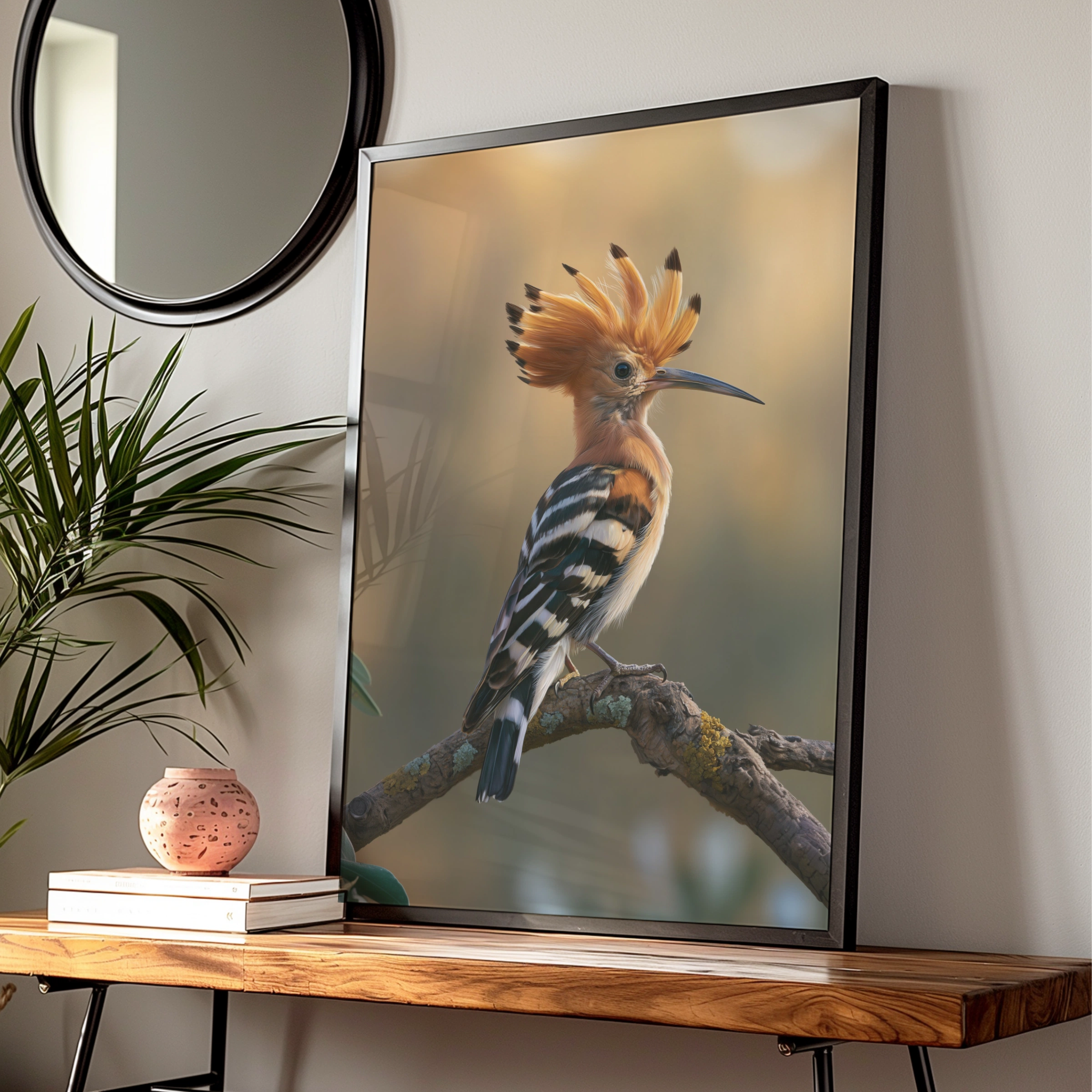 Hoopoe Bird Poster, Exotic Crested Bird Print, Wildlife Wall Art