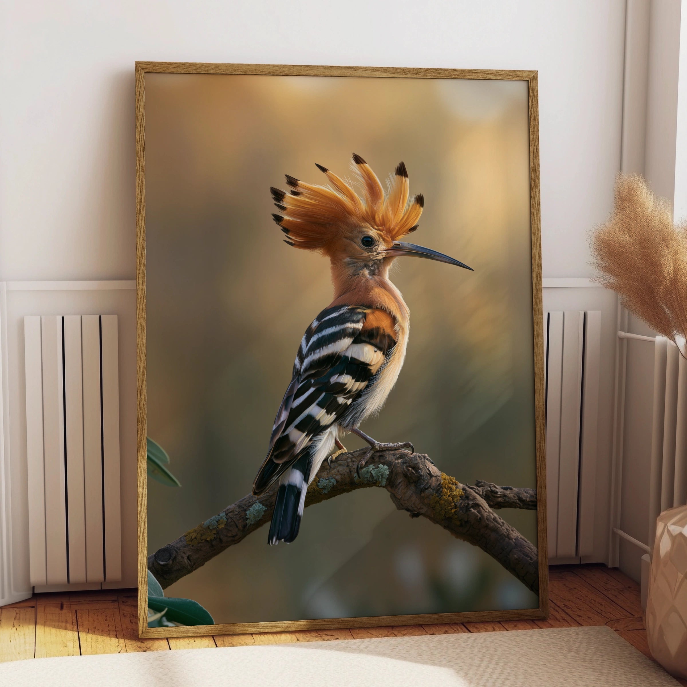 Hoopoe Bird Poster, Exotic Crested Bird Print, Wildlife Wall Art