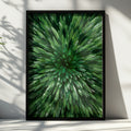 Green Feather Burst Wall Art Poster, Emerald Mirror Abstract Print