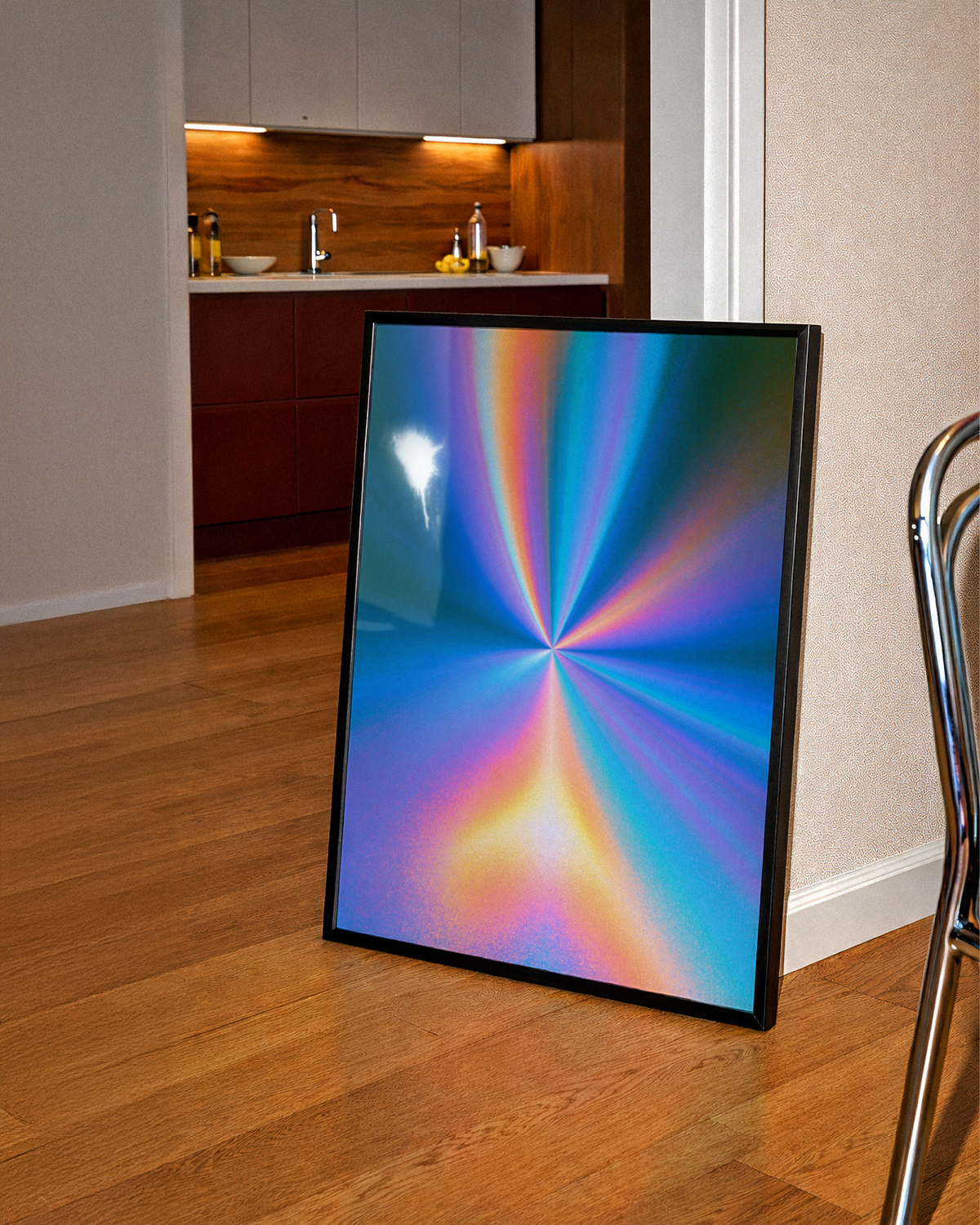 Gradient Spiritual Light Burst Poster, Rainbow Rays Abstract Wall Art Print