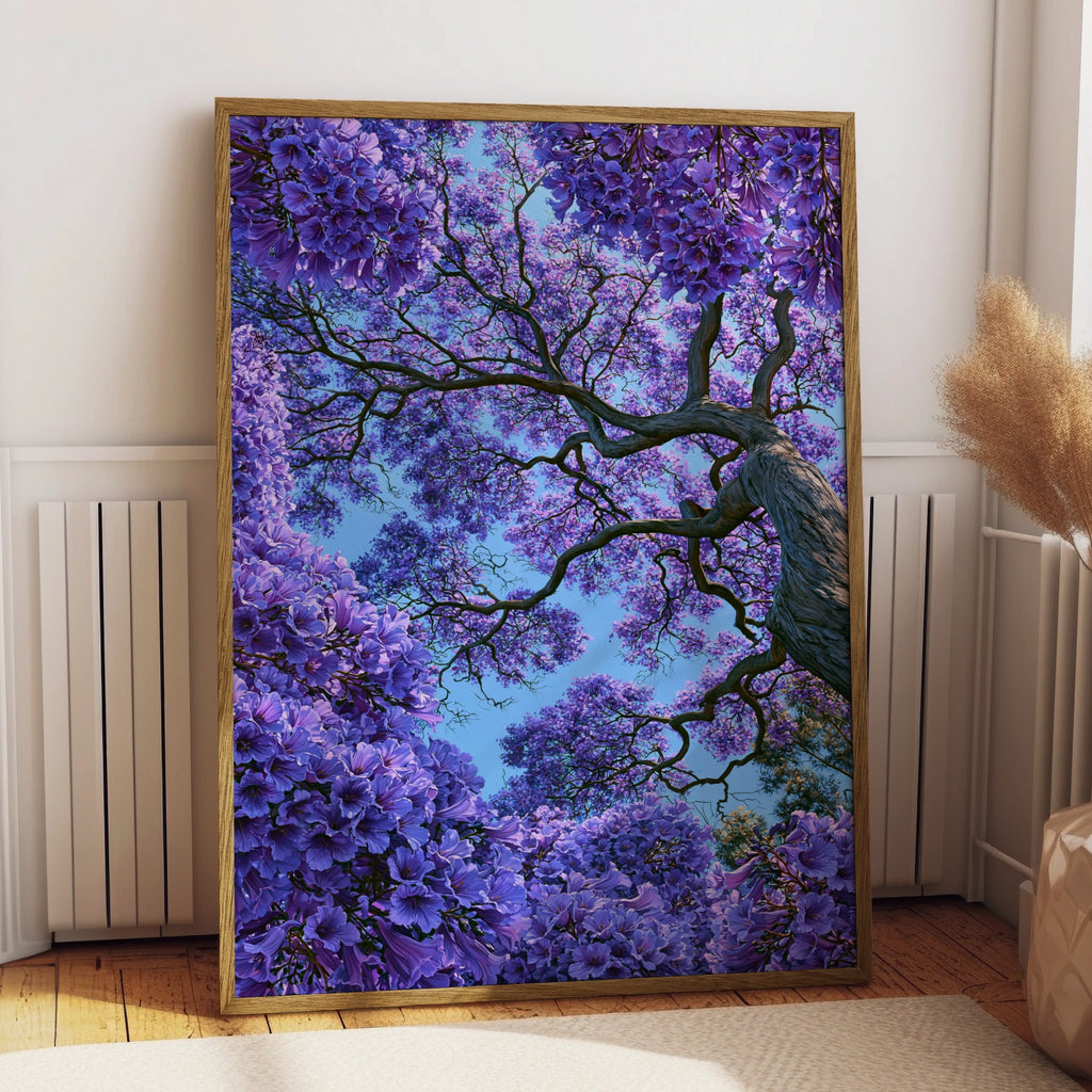Jacaranda Tree Blossom Poster, Purple Floral Wall Art, Botanical Print