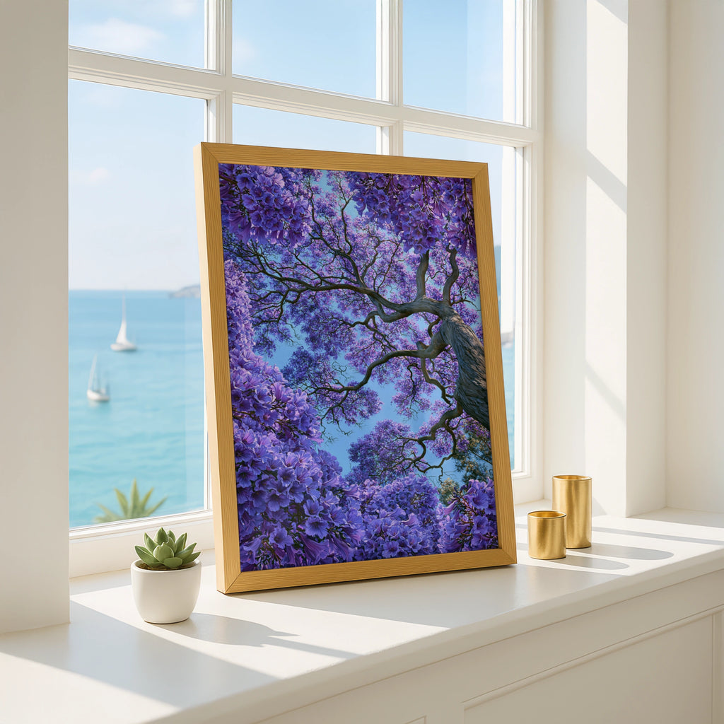 Jacaranda Tree Blossom Poster, Purple Floral Wall Art, Botanical Print