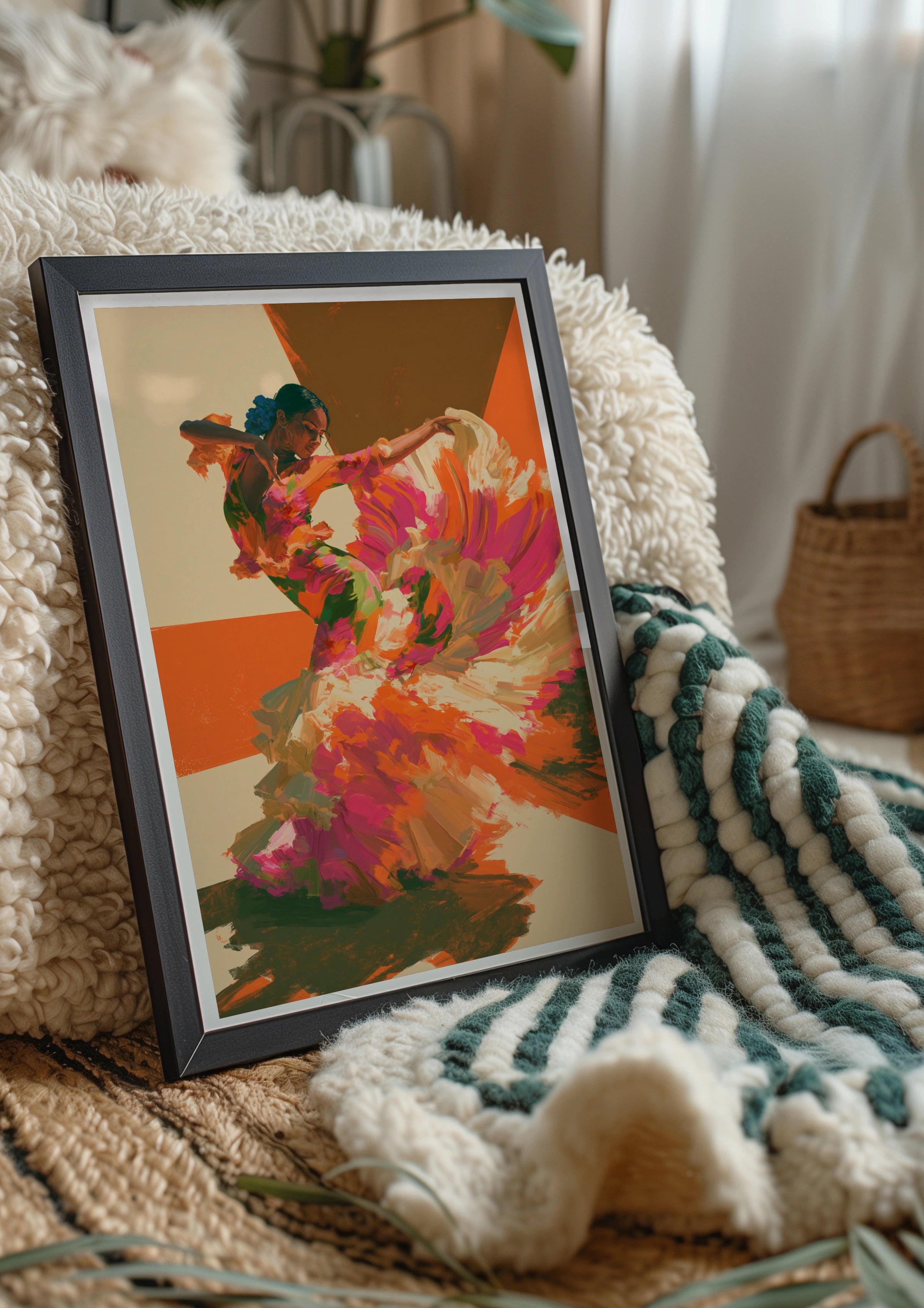 Flamenco Dancer Wall Art Poster, Spanish Dance Print, Bold Brushstroke Style