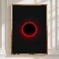 Solar Eclipse Poster, Red Black Minimalist Wall Art, Space Print
