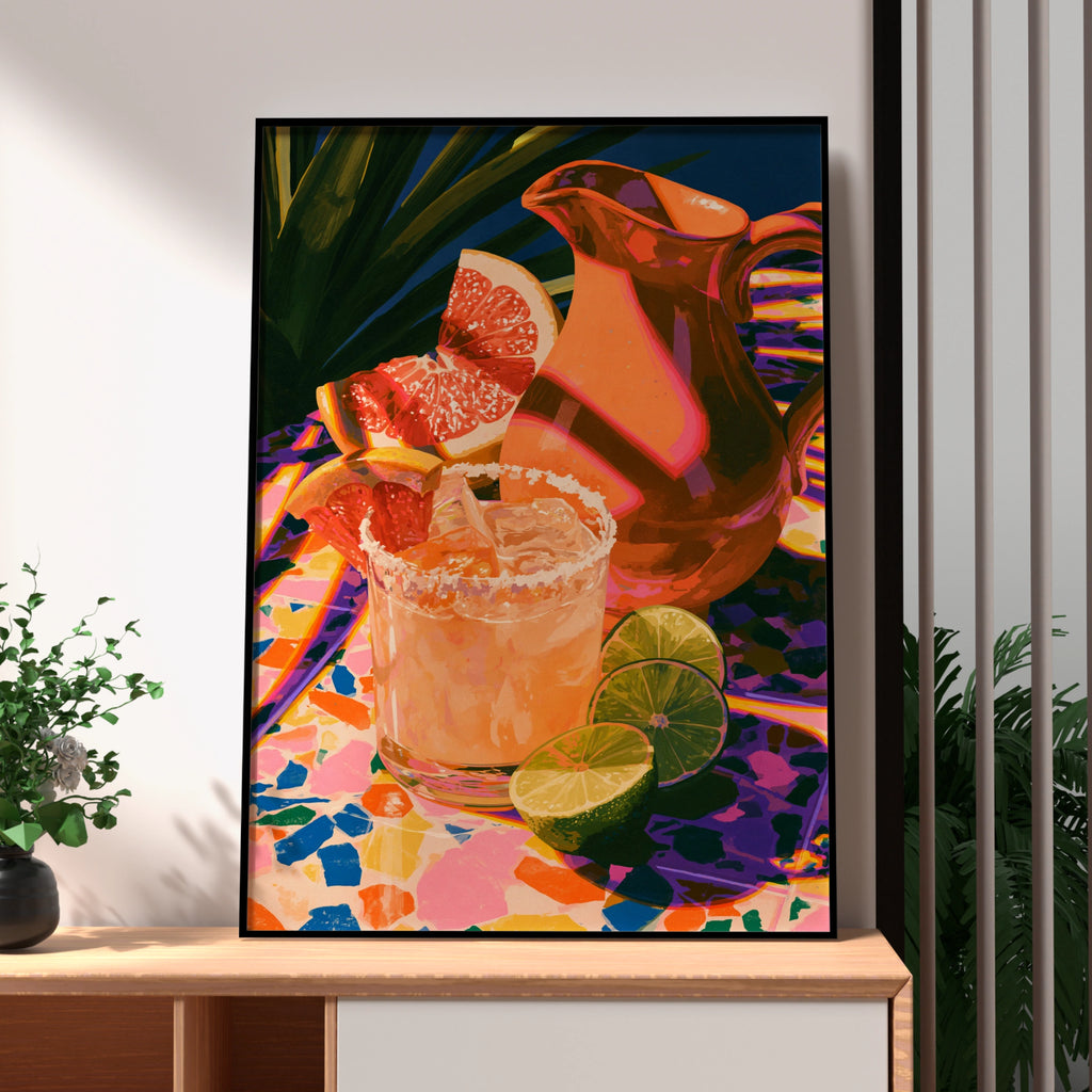 Margarita Cocktail Wall Art Poster, Colourful Kitchen Print, Bold Maximalist Style