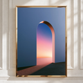 Surreal Arch Doorway Sunset Poster, Gradient Sky Wall Art, Minimalist Print