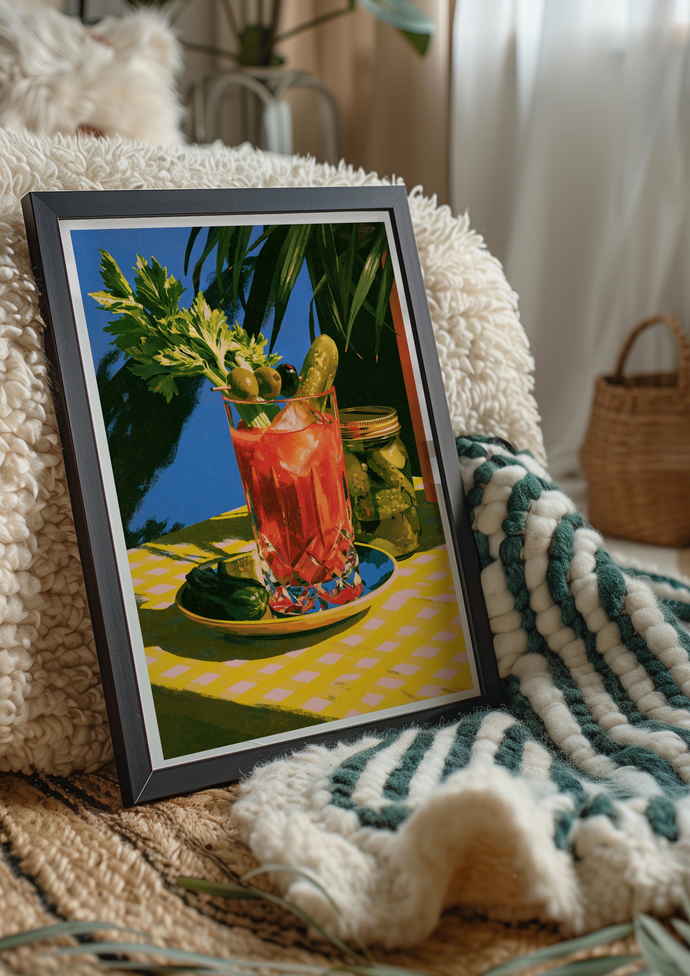 Bloody Mary Cocktail Poster, Retro Bar Wall Art, Bold Illustration Print