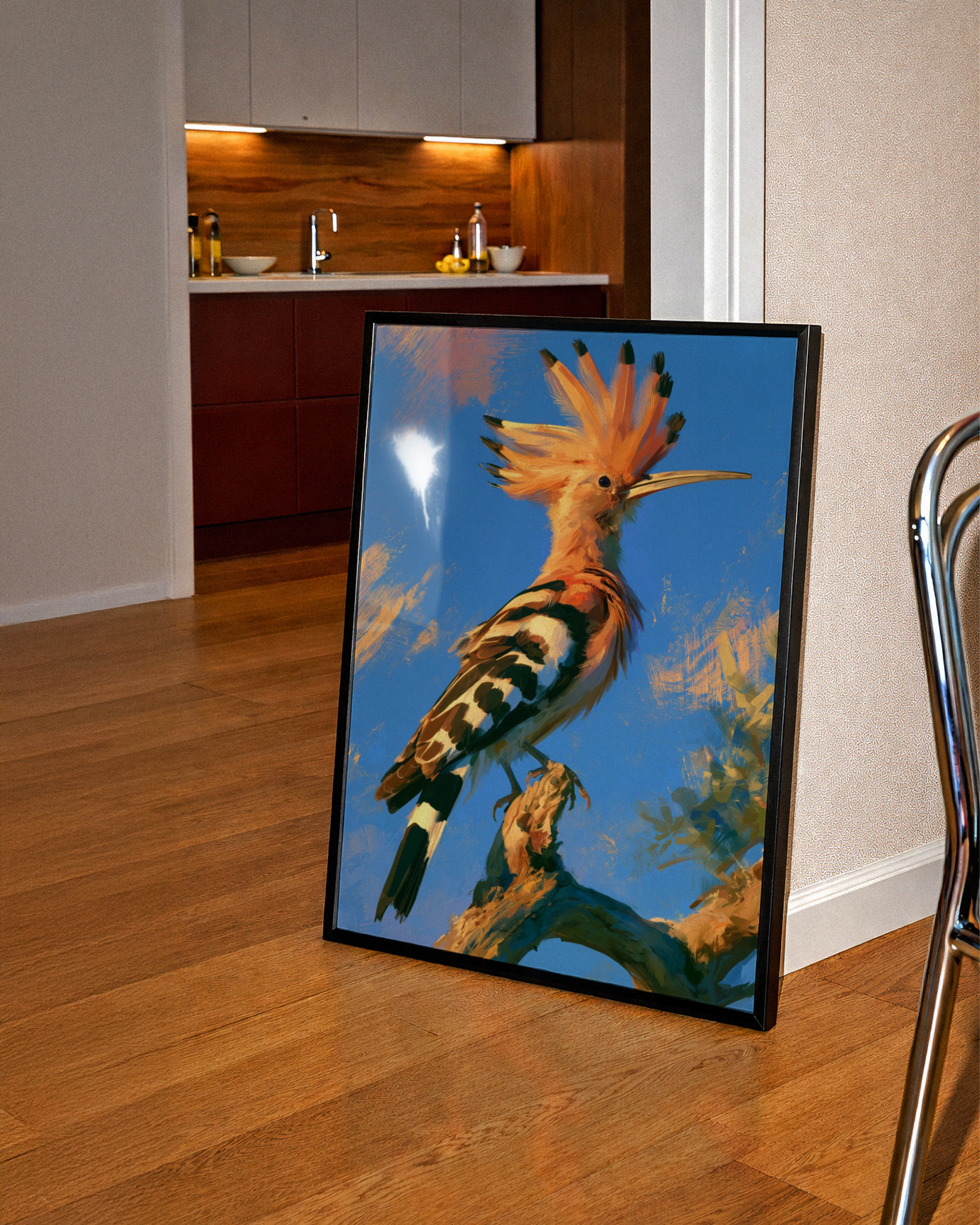 Hoopoe Bird Poster, Exotic Wildlife Wall Art, Bold Painterly Style