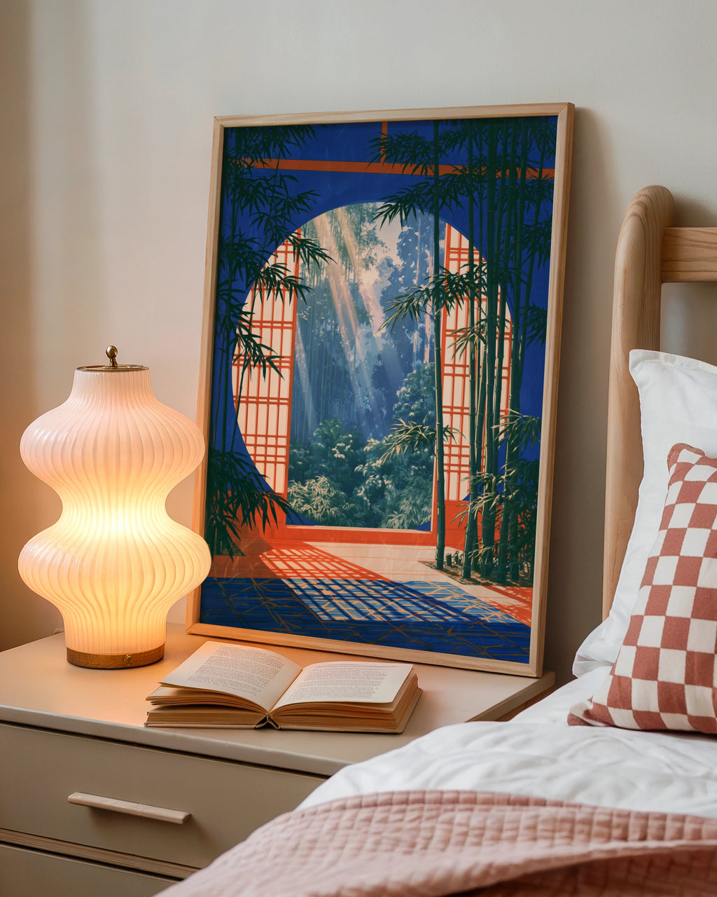 Japanese Bamboo Garden Arch Poster, Shoji Screen Wall Art, Zen Print