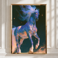 Cosmic Horse Wall Art Poster, Galaxy Stallion Print, Fantasy Celestial Style
