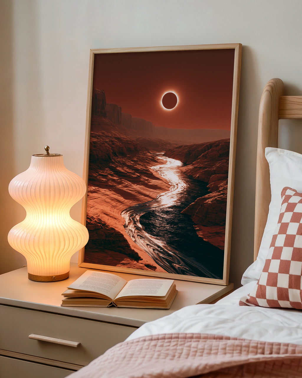 Canyon Eclipse Poster, Solar Eclipse Wall Art, Red Desert Print, Sci-Fi Landscape
