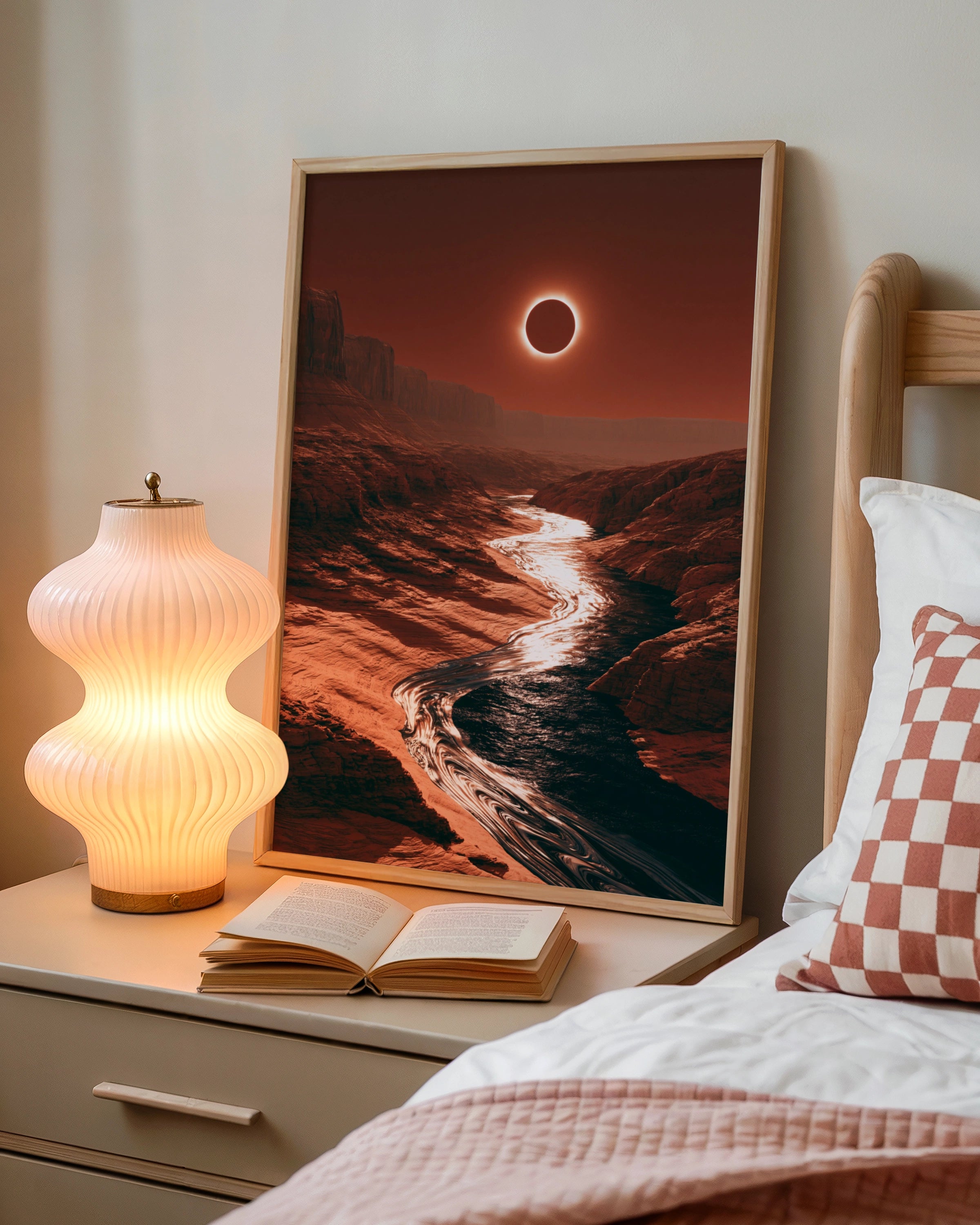 Canyon Eclipse Poster, Solar Eclipse Wall Art, Red Desert Print, Sci-Fi Landscape