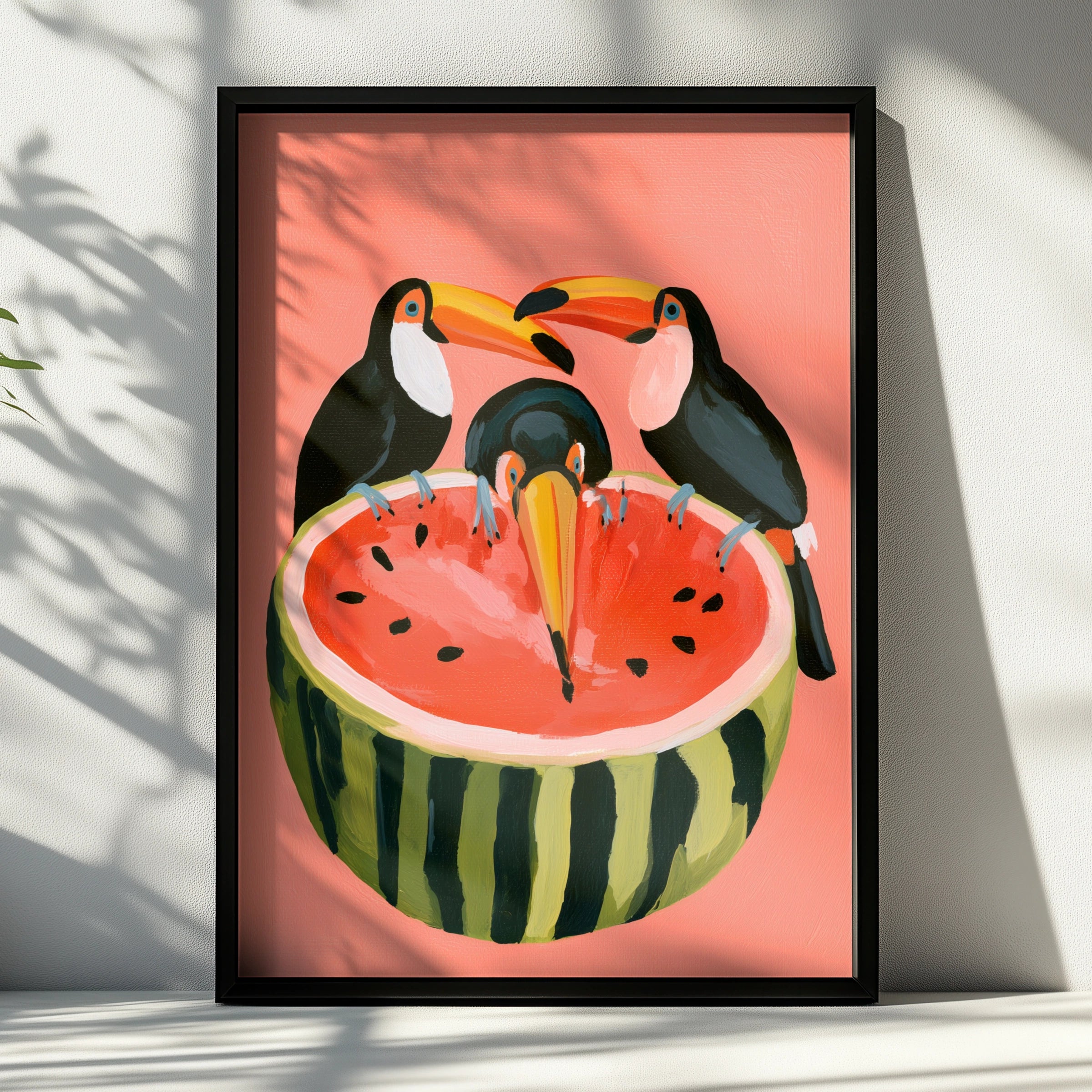 Toucans Watermelon Poster, Tropical Bird Wall Art, Bold Colourful Print