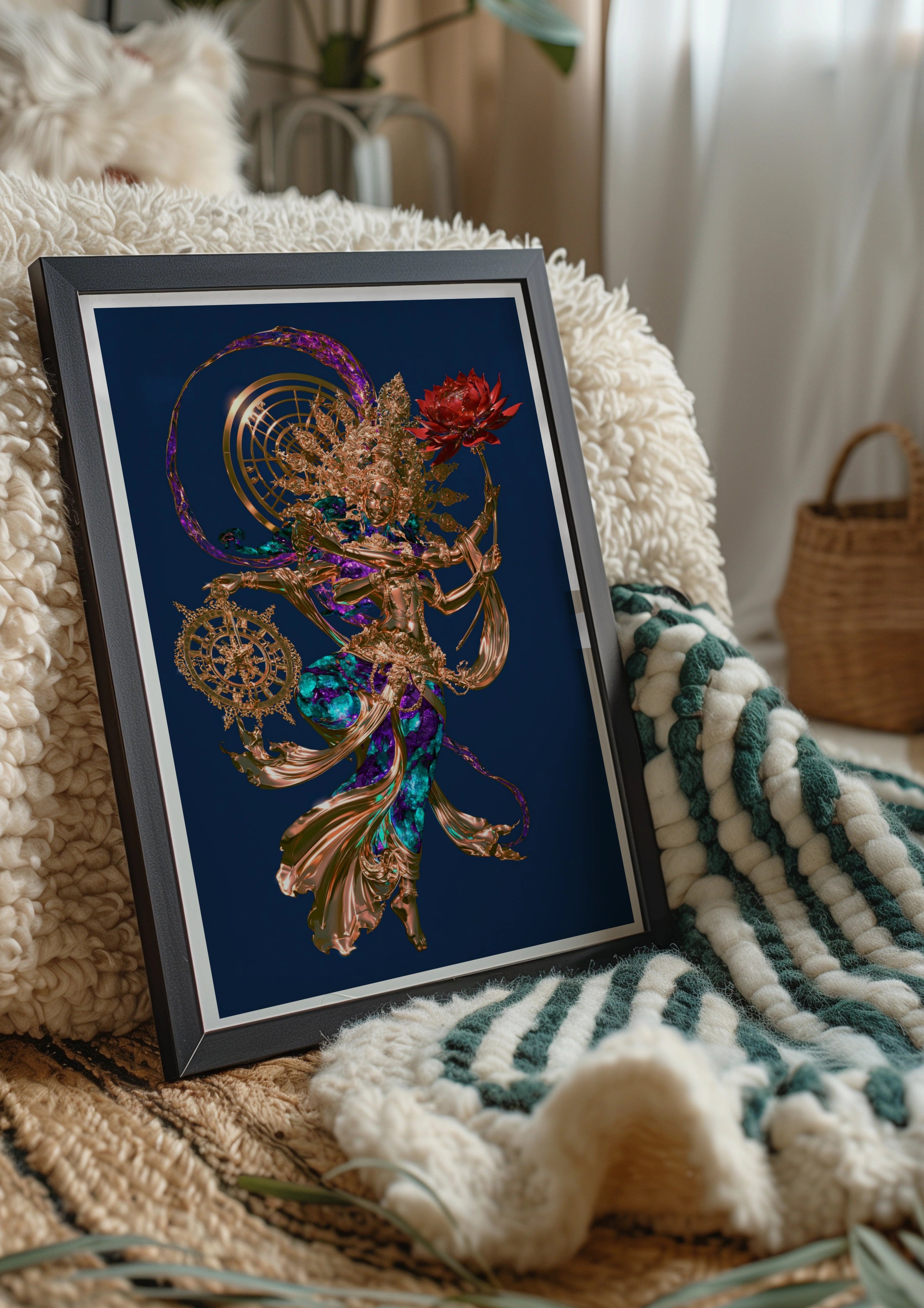 Dancing Shiva Poster, Hindu God Wall Art, Gold Cosmic Print, Spiritual Decor