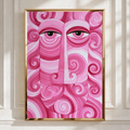 Pink Abstract Face Poster, Swirl Portrait Wall Art, Psychedelic Print