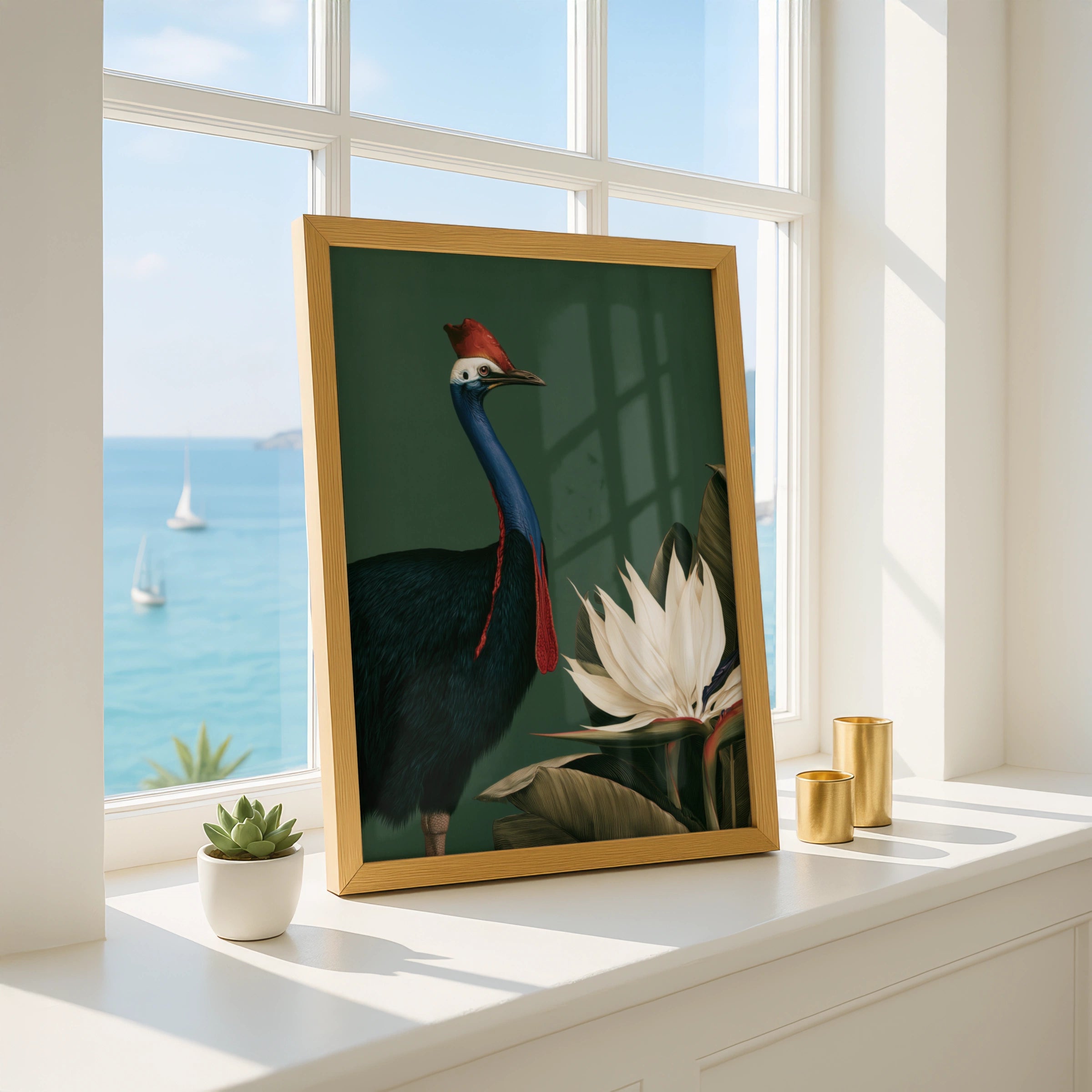 Cassowary Bird of Paradise Flower Poster, Tropical Botanical Wall Art Print