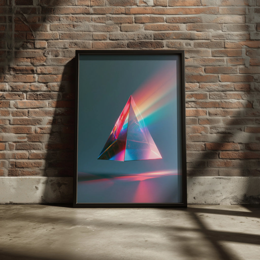 Prism Light Crystal Pyramid Poster, Rainbow Refraction Wall Art, Modern Abstract Print