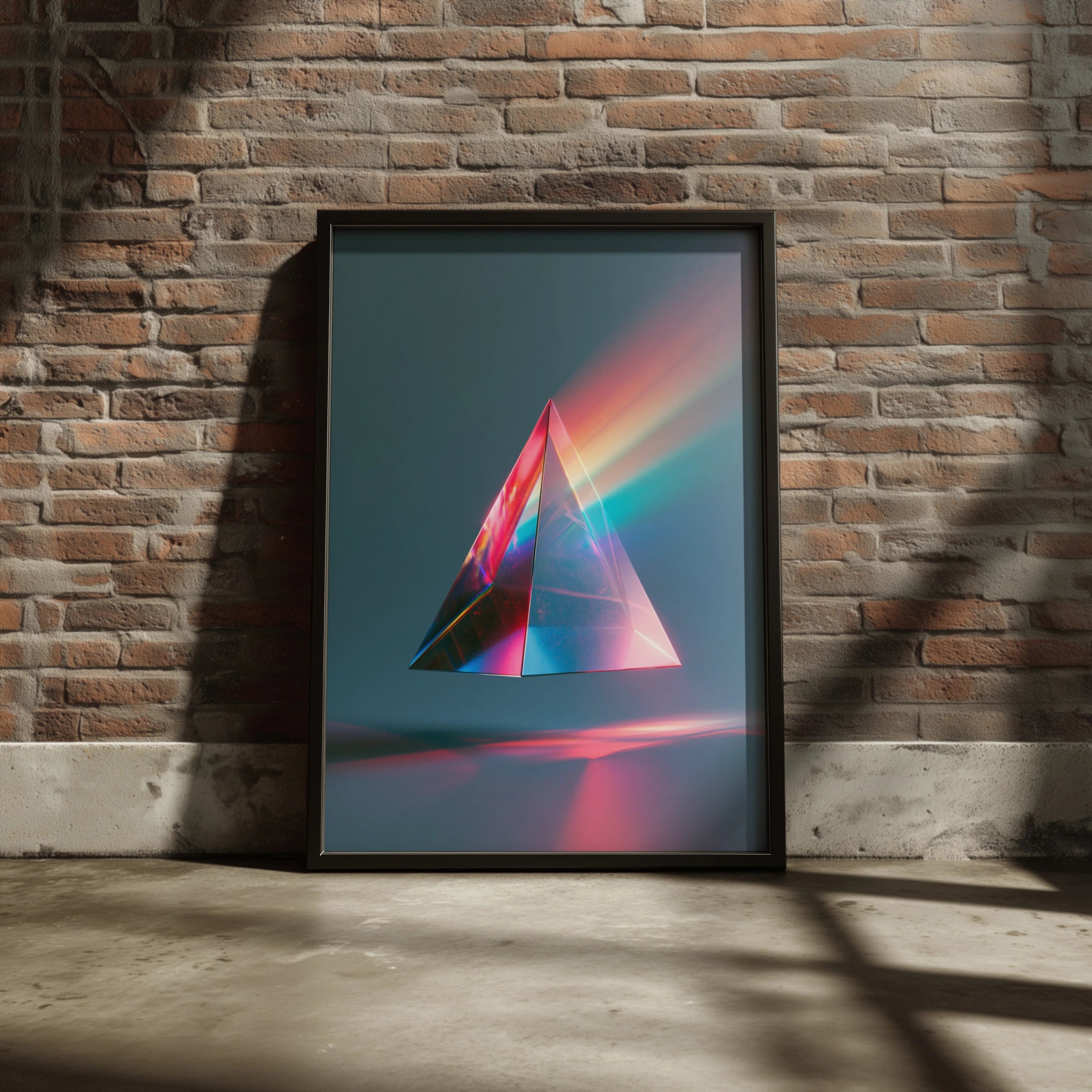 Prism Light Crystal Pyramid Poster, Rainbow Refraction Wall Art, Modern Abstract Print