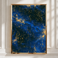 Star Galaxy Constellation Map Poster, Navy Blue Gold Night Sky Wall Art Print