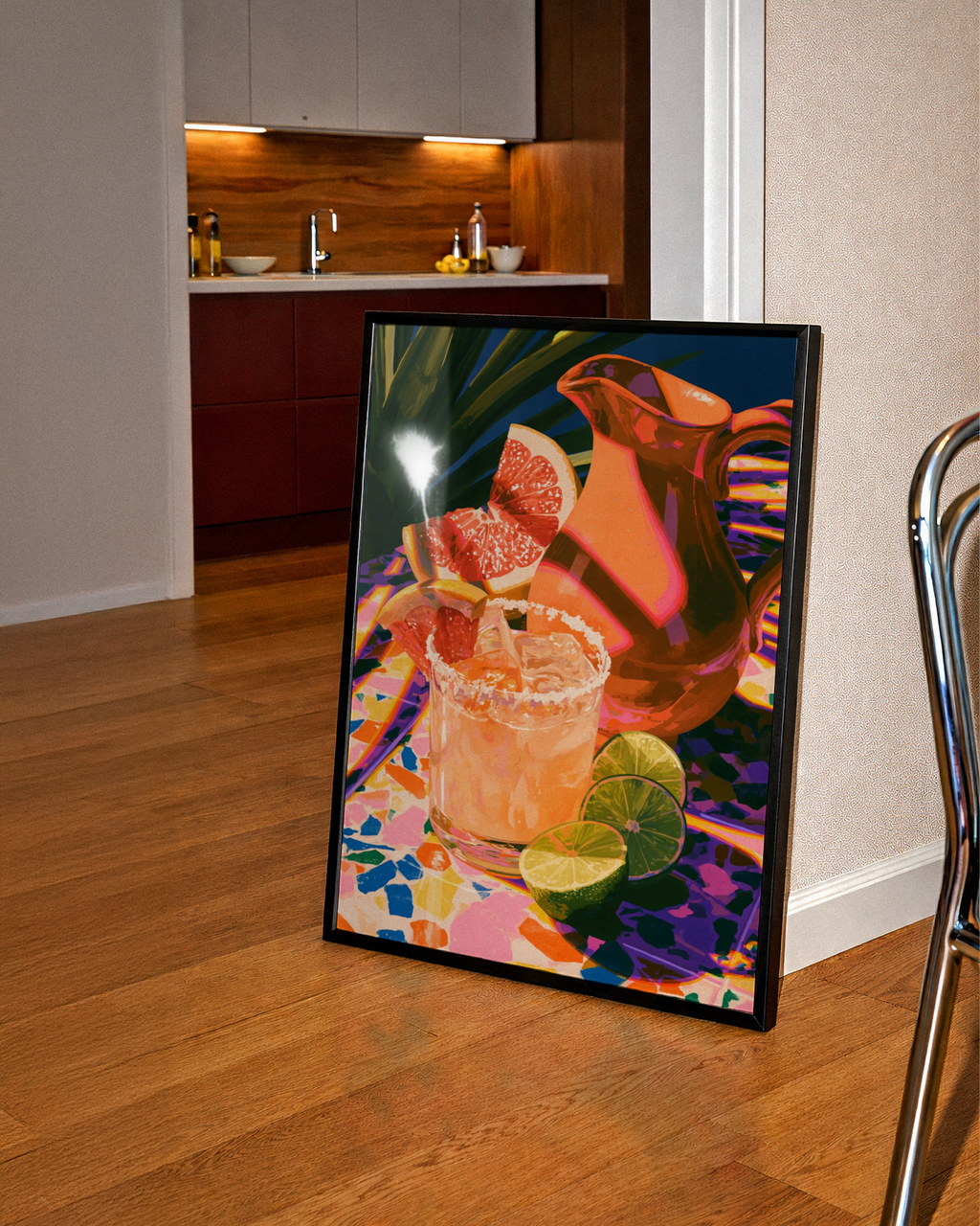 Margarita Cocktail Wall Art Poster, Colourful Kitchen Print, Bold Maximalist Style