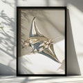 Manta Ray Poster, Chrome Sculpture Art Print, Modern Minimalist Style