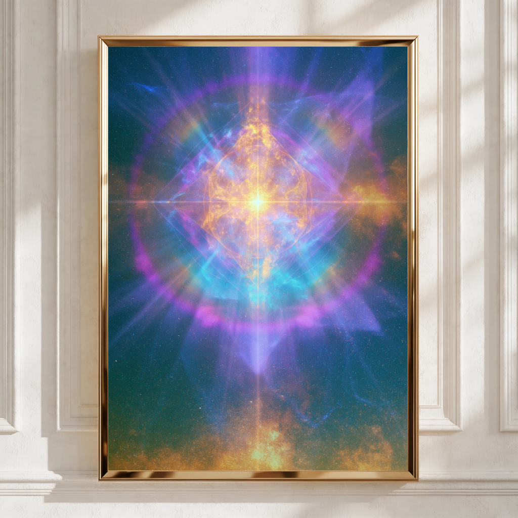 Spiritual Ray Cosmic Light Poster, Sacred Geometry Wall Art, Mystic Space Print