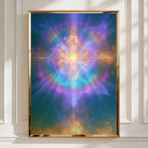 Spiritual Ray Cosmic Light Poster, Sacred Geometry Wall Art, Mystic Space Print