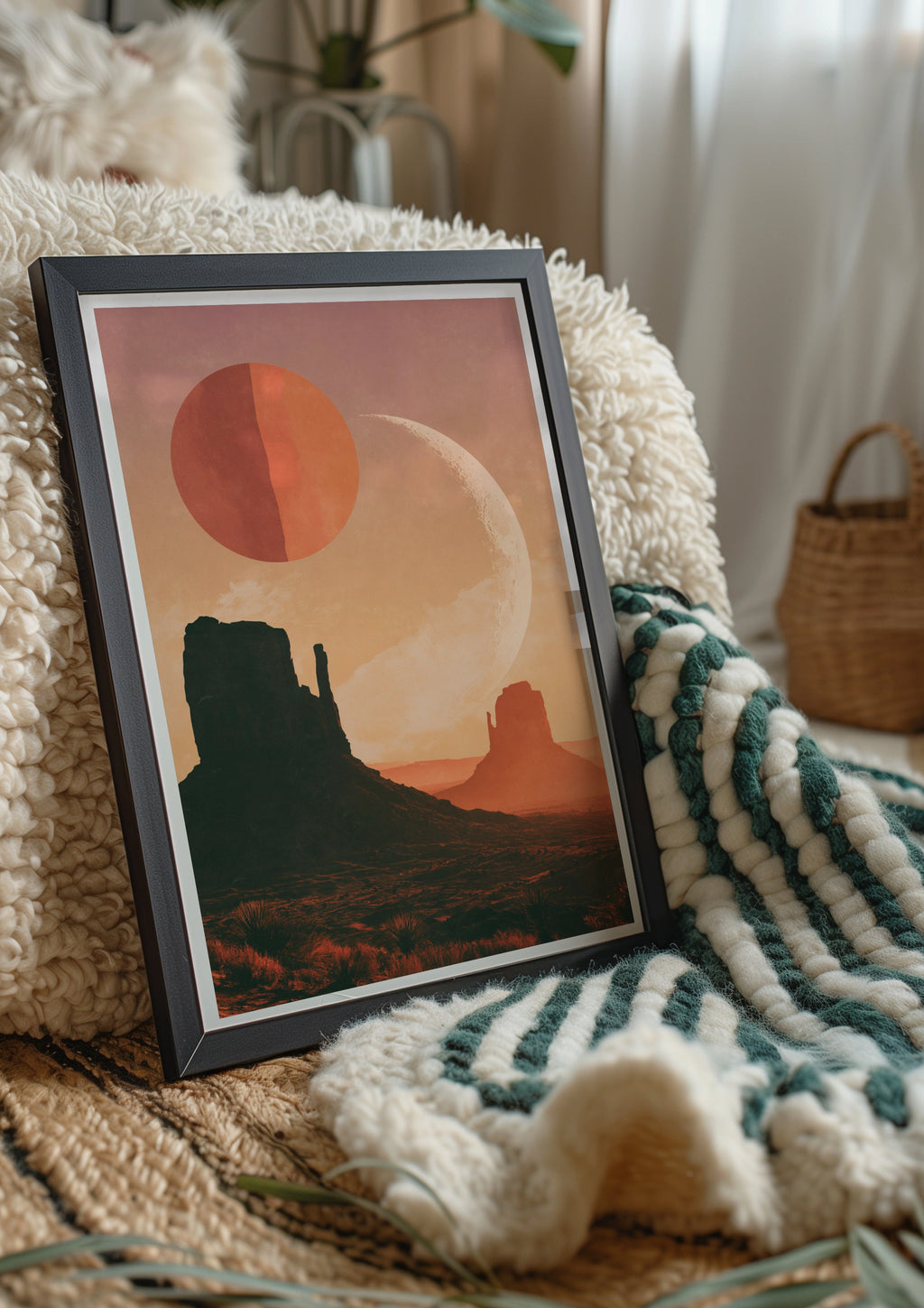 Canyon Desert Sun Poster, Monument Valley Wall Art, Boho Southwest Print