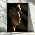 Roman Statue Side Profile Poster, Ancient Sculpture Art Print, Dark Moody