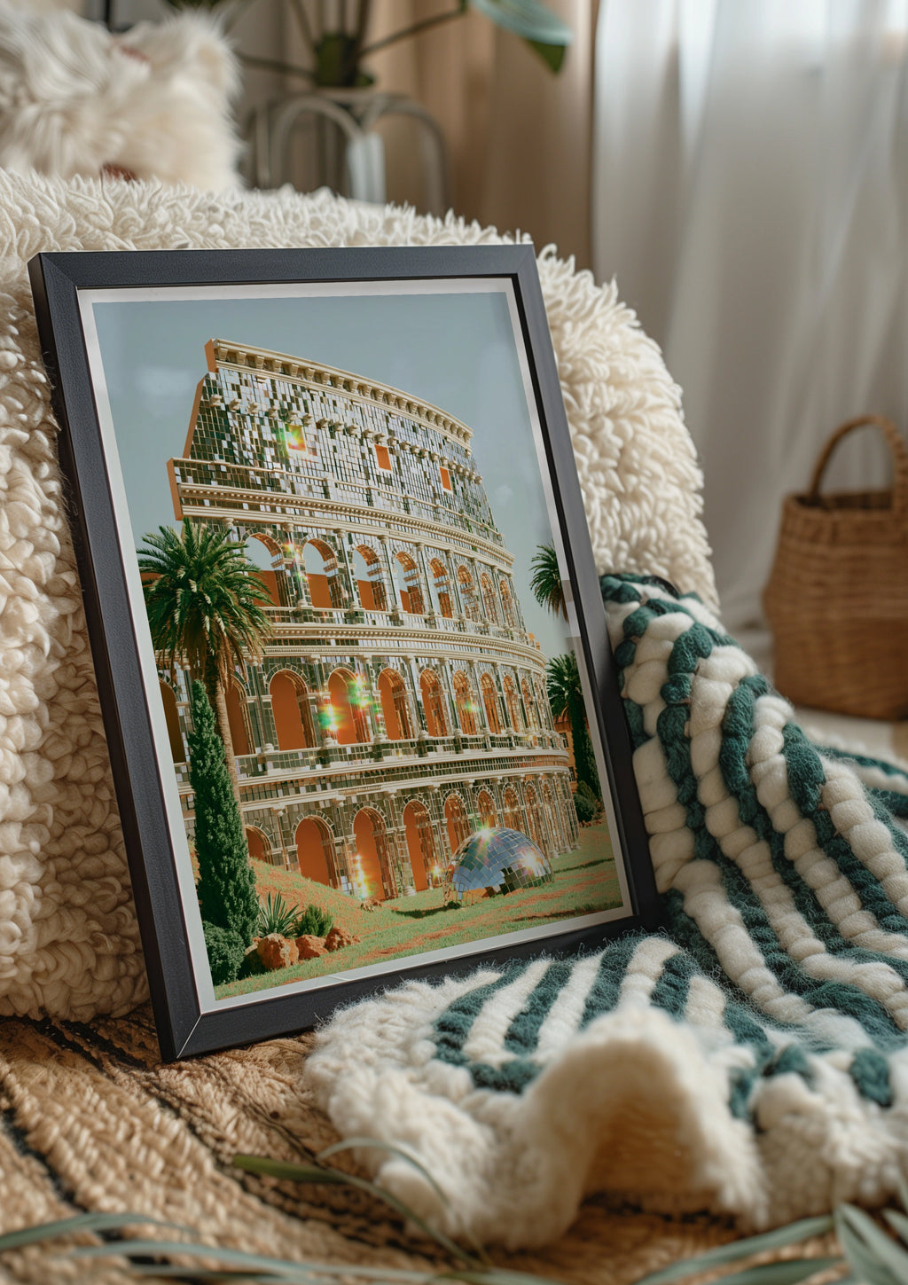 Colosseum Mirror Poster, Rome Wall Art, Surreal Architecture Print, Modern Glam