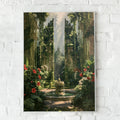 Balinese Candi Bentar Temple Gate Poster, Tropical Garden Wall Art Print