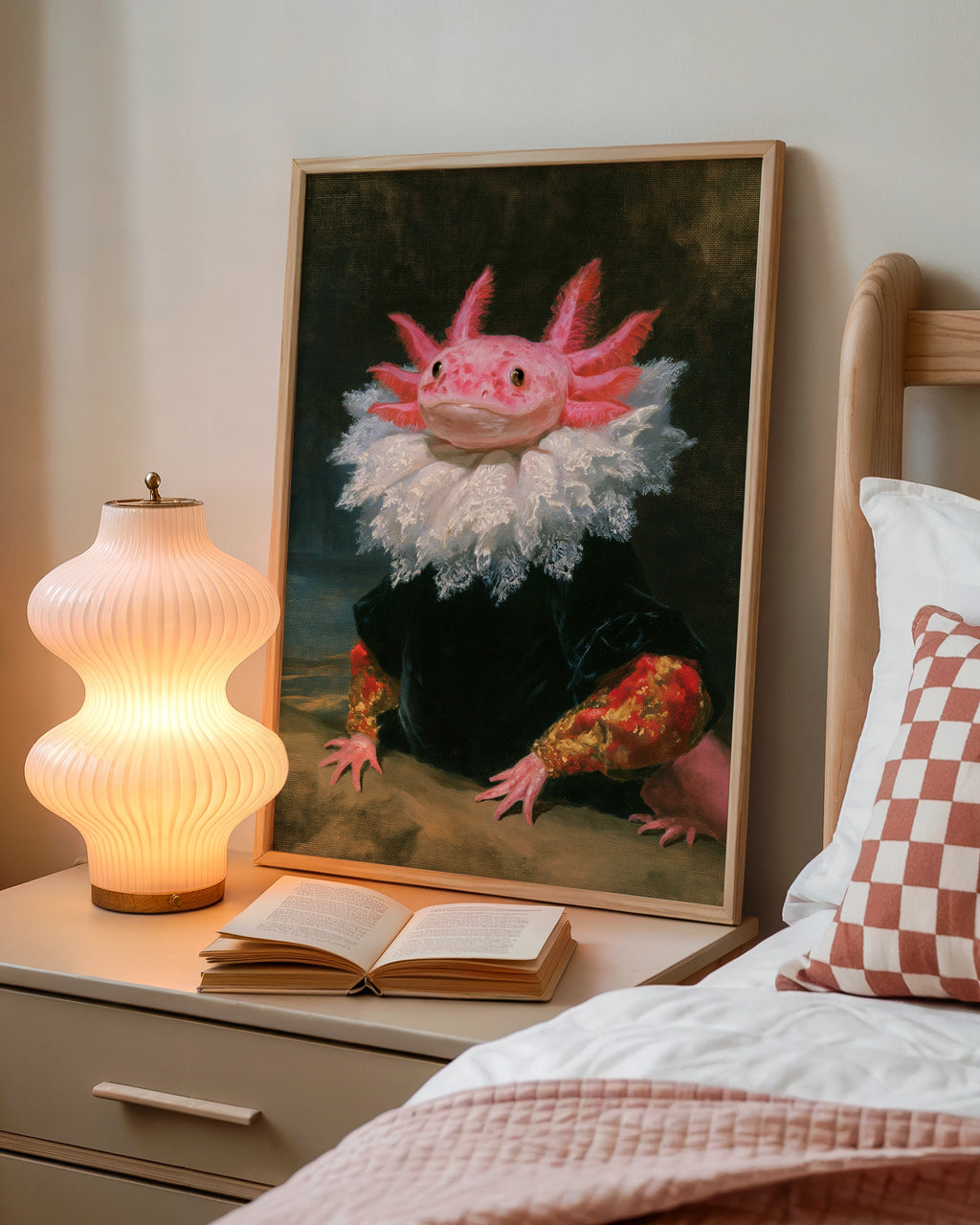 Axolotl Portrait Poster, Renaissance Style, Funny Animal Wall Art Print