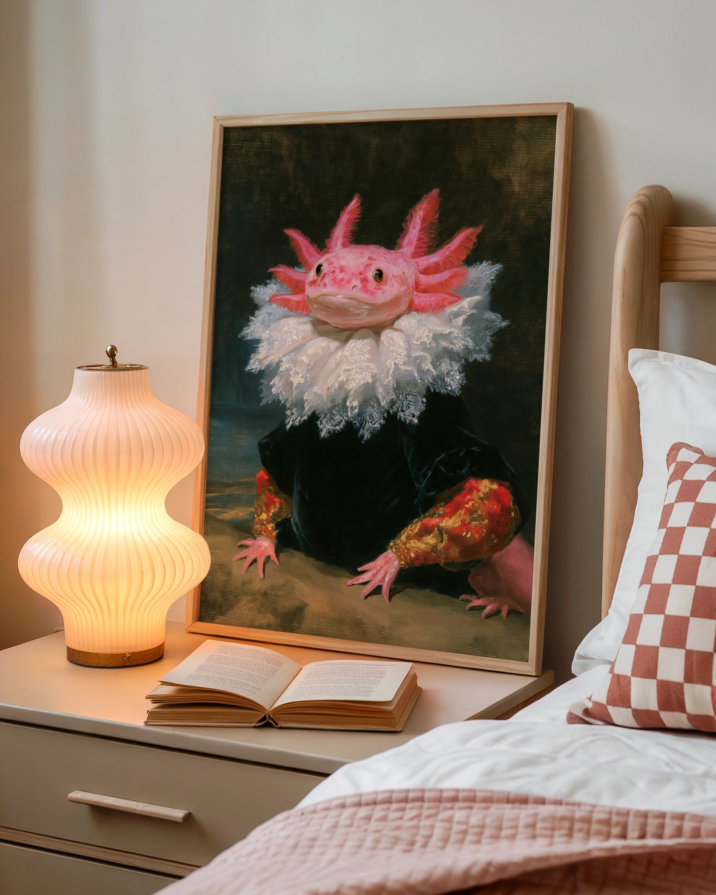 Axolotl Portrait Poster, Renaissance Style, Funny Animal Wall Art Print