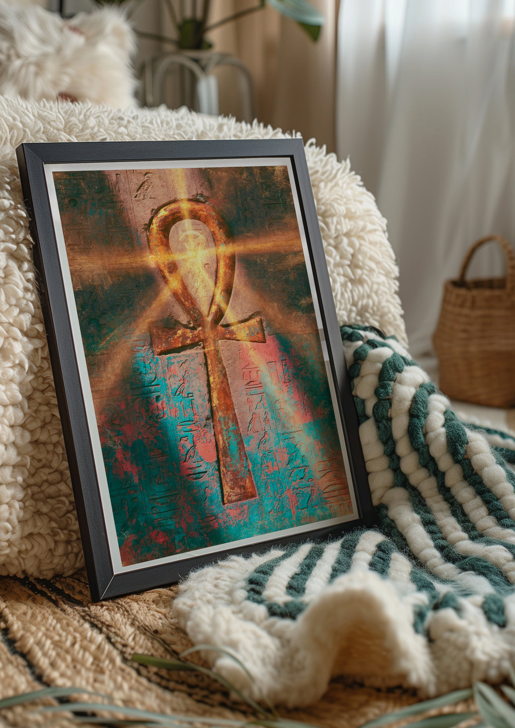 Ankh Symbol Poster, Ancient Egypt Wall Art, Hieroglyphics Print, Mystical