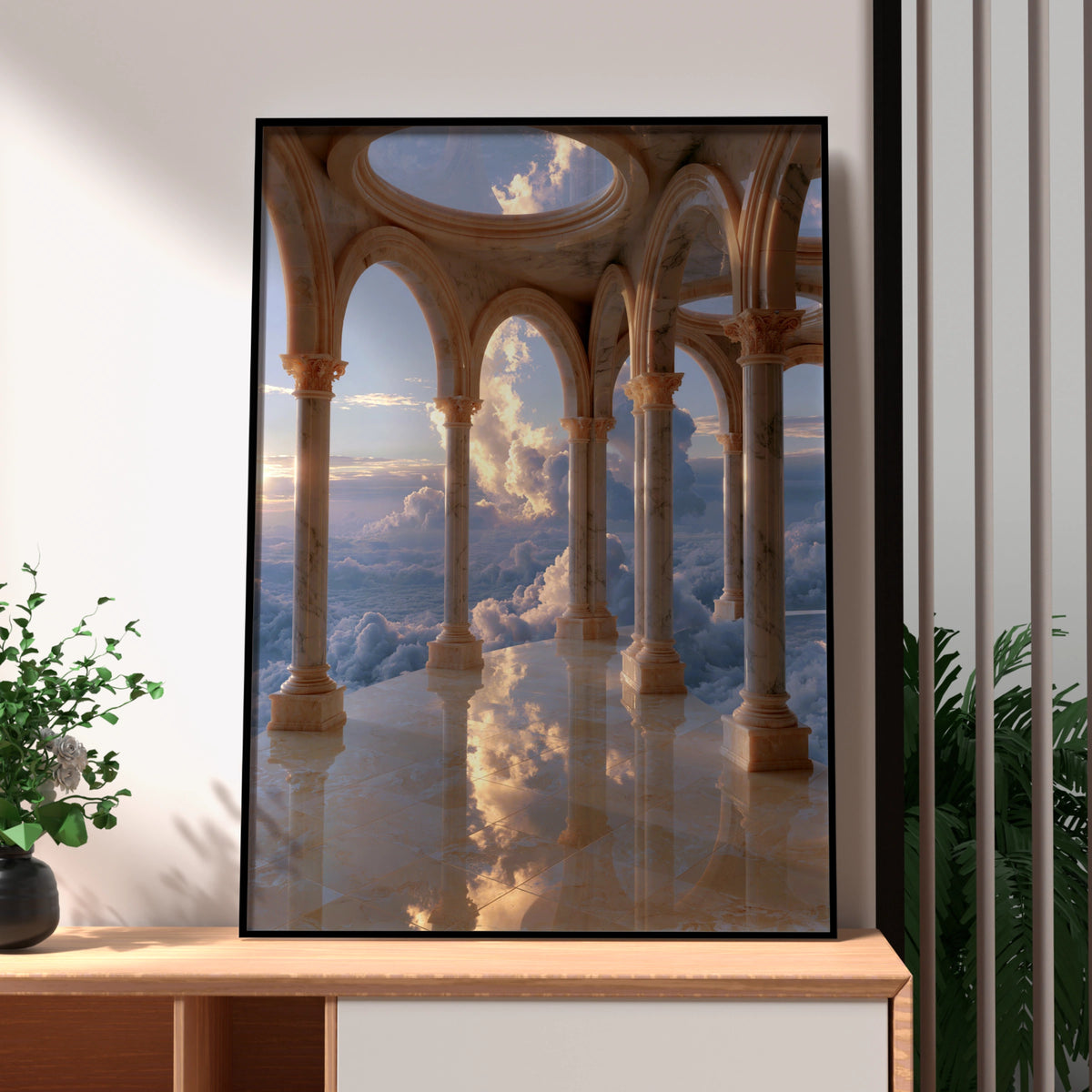 Marble Observatory Sky Abstract Poster, Cloud Architecture Print, Surreal Wall Art