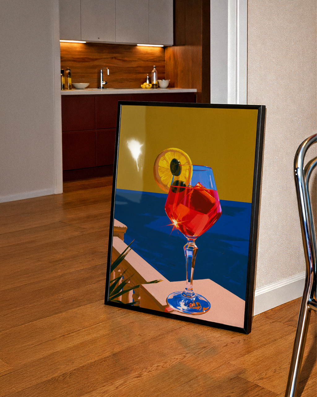 Red Sea Cocktail Poster, Mediterranean Drink Art Print, Bold Colourful Style