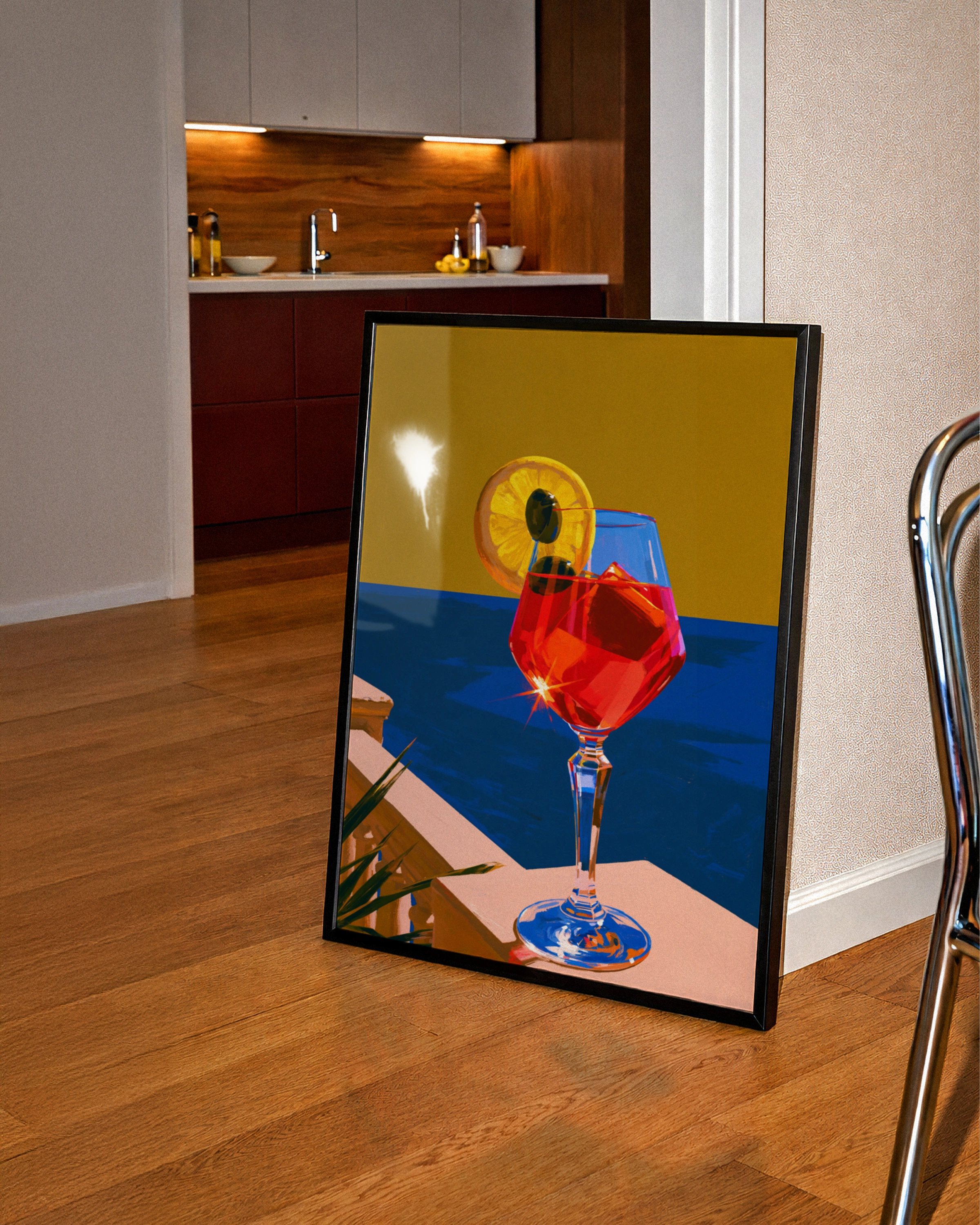 Red Sea Cocktail Poster, Mediterranean Drink Art Print, Bold Colourful Style