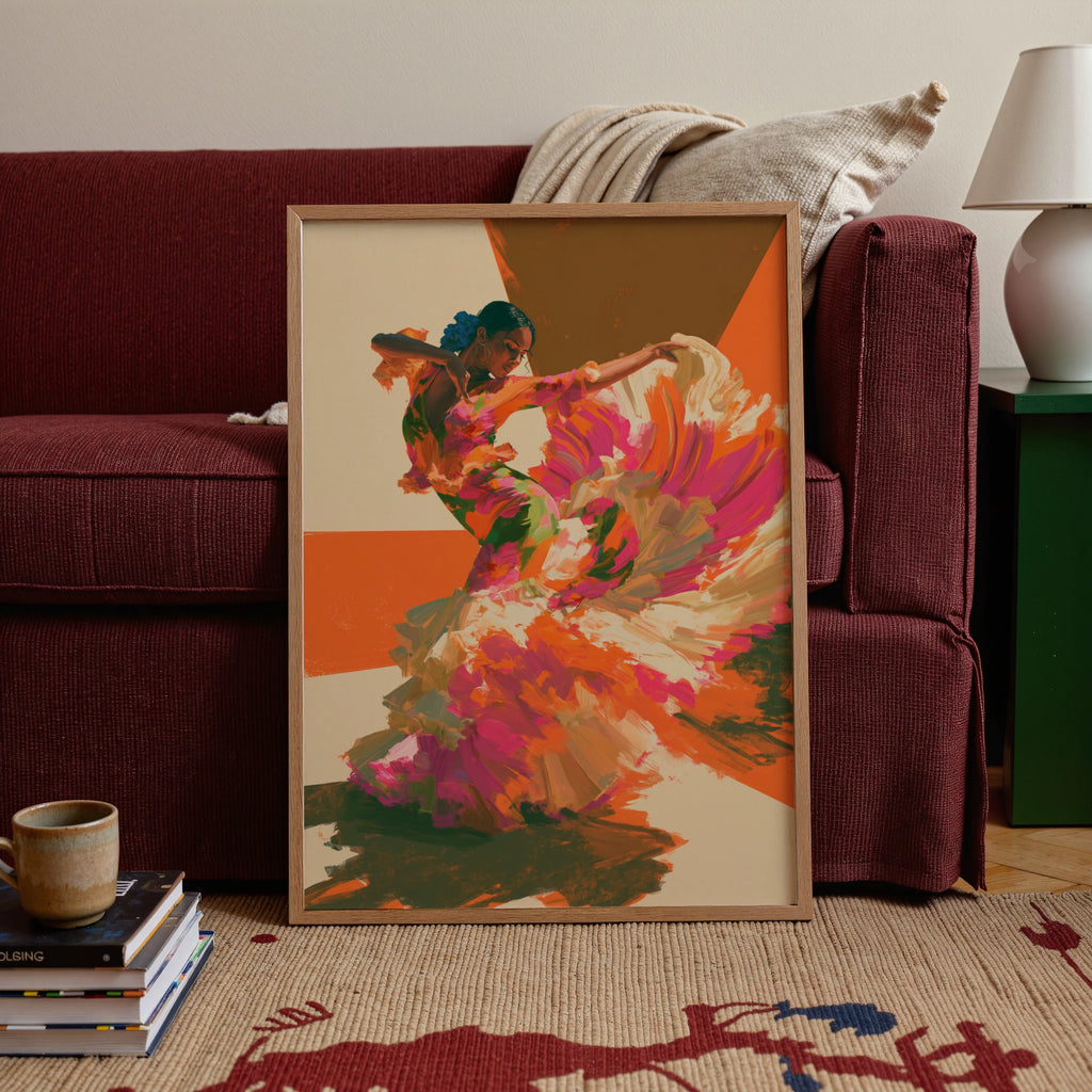 Flamenco Dancer Wall Art Poster, Spanish Dance Print, Bold Brushstroke Style