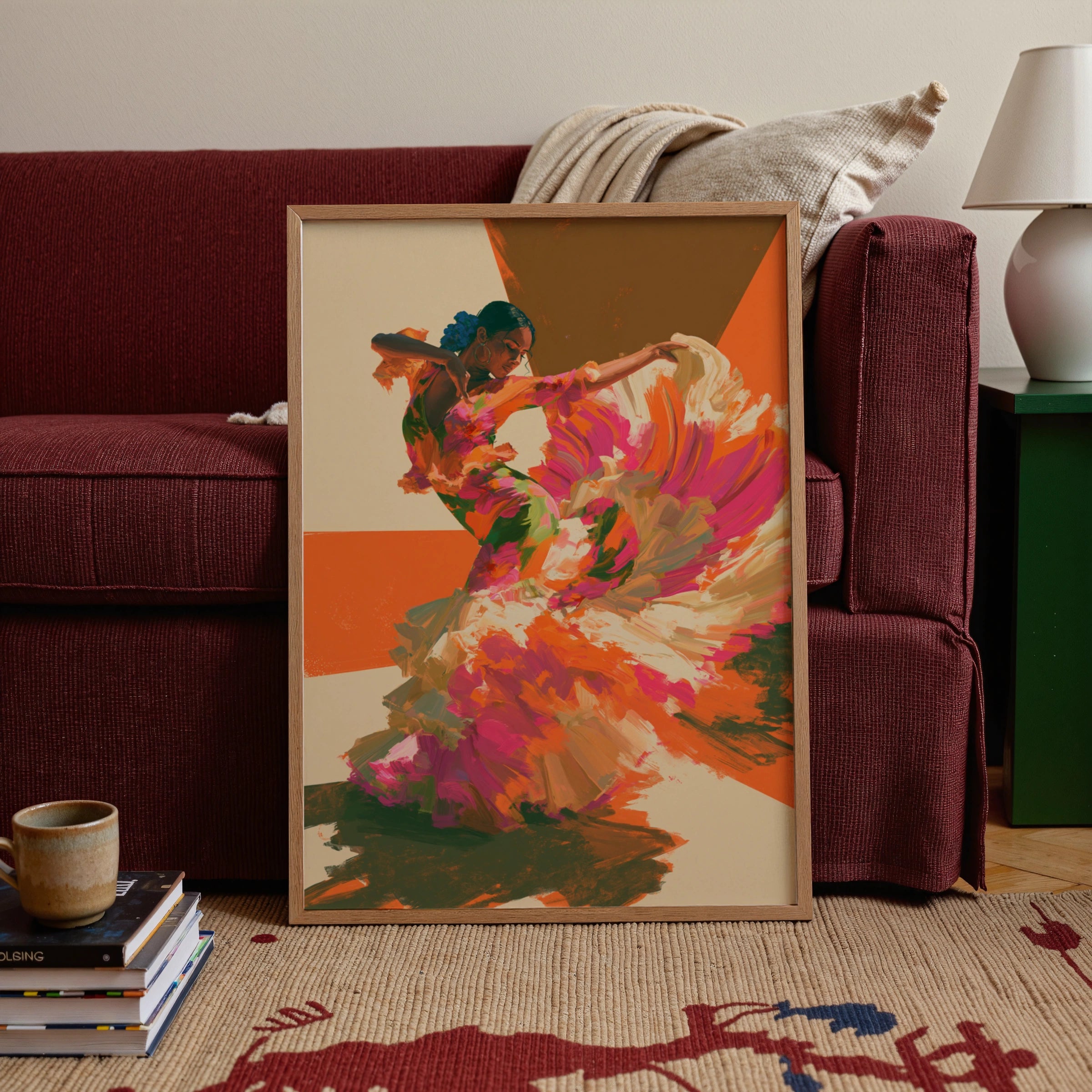 Flamenco Dancer Wall Art Poster, Spanish Dance Print, Bold Brushstroke Style