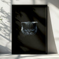 Black Kitten Blue Eyes Poster, Dark Moody Cat Wall Art Print