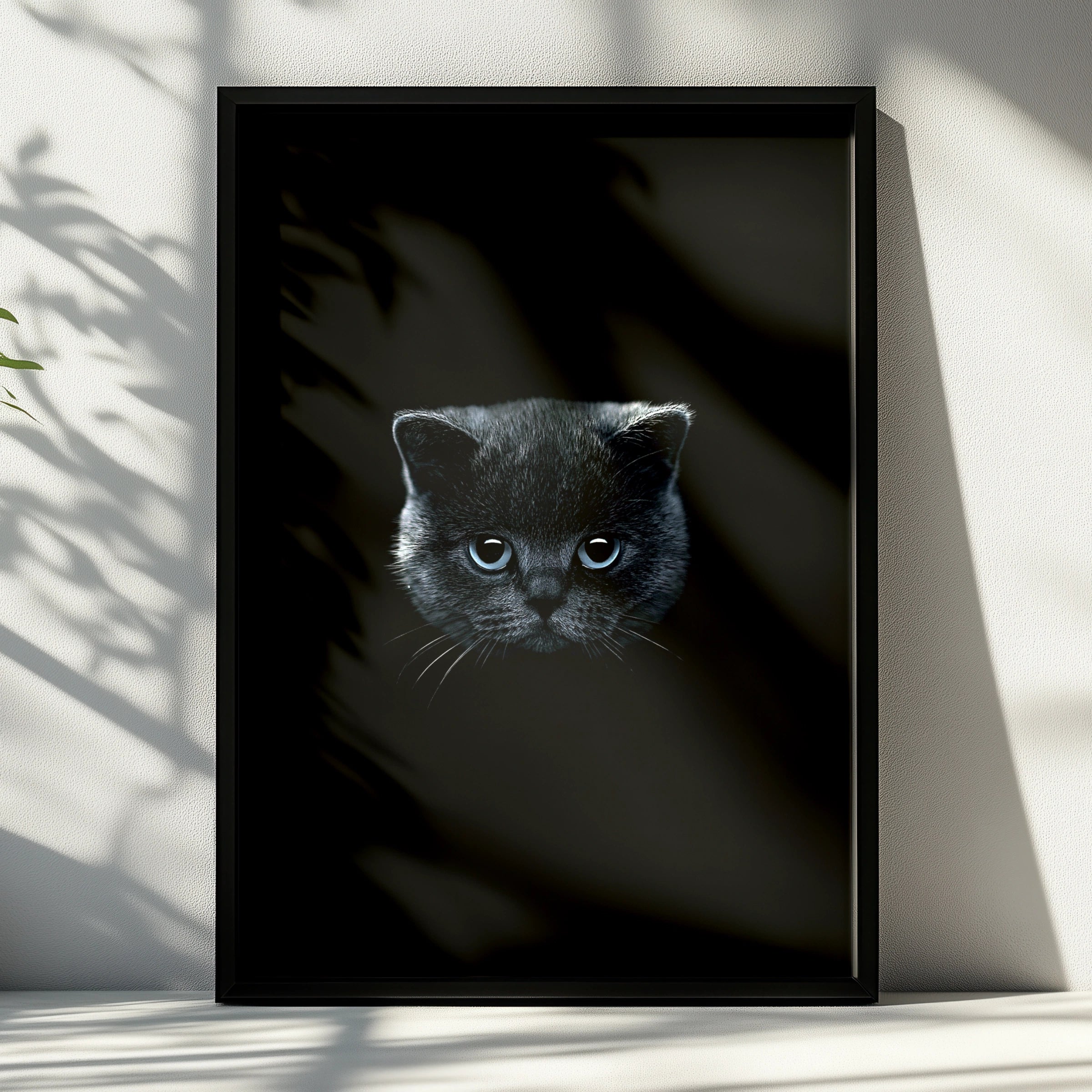 Black Kitten Blue Eyes Poster, Dark Moody Cat Wall Art Print
