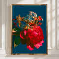 Venetian Mask Rose Wall Art Poster, Gold Masquerade Dark Floral Print