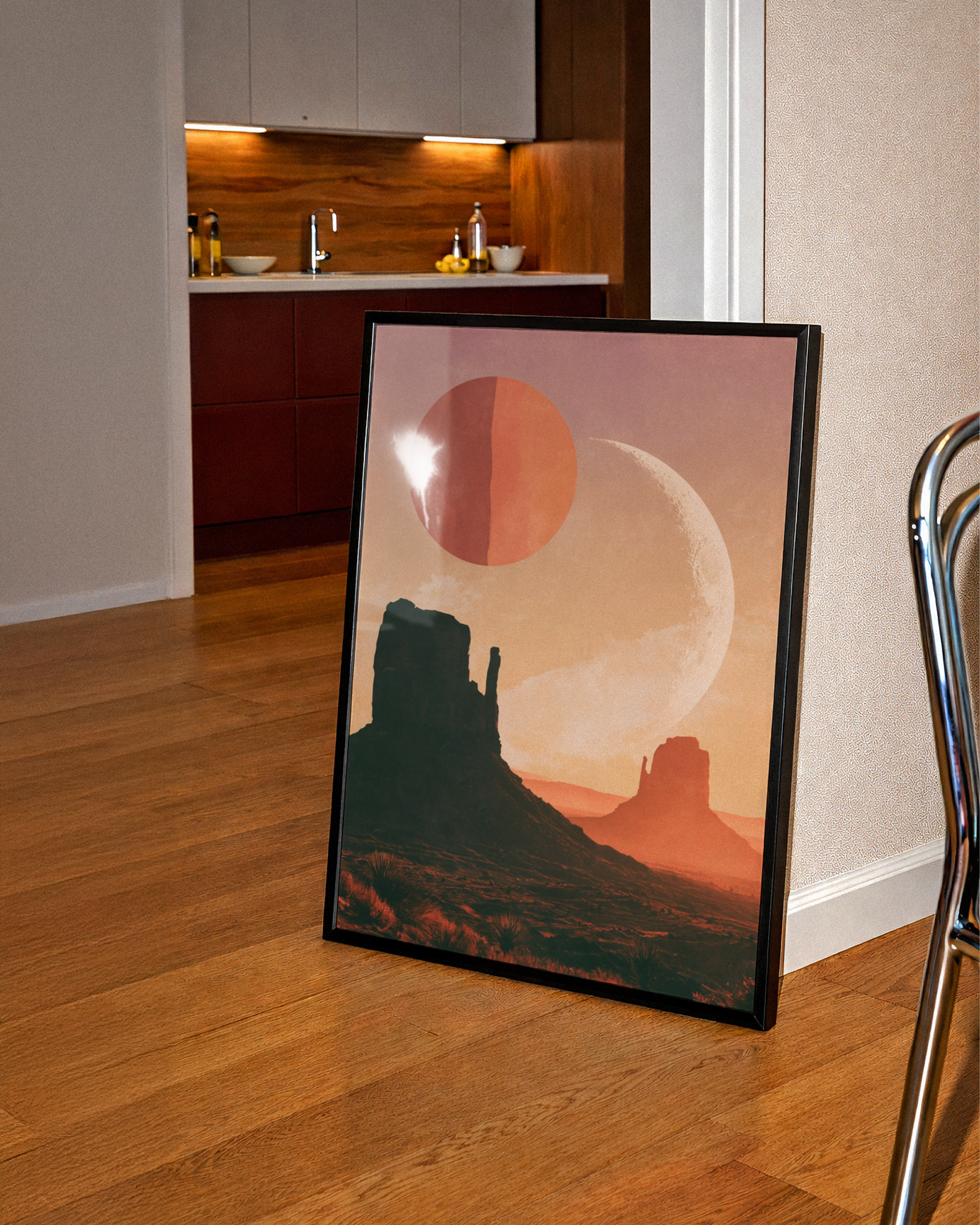 Canyon Desert Sun Poster, Monument Valley Wall Art, Boho Southwest Print