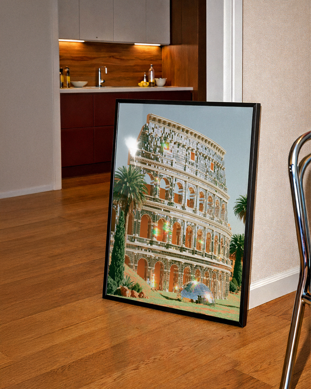 Colosseum Mirror Poster, Rome Wall Art, Surreal Architecture Print, Modern Glam