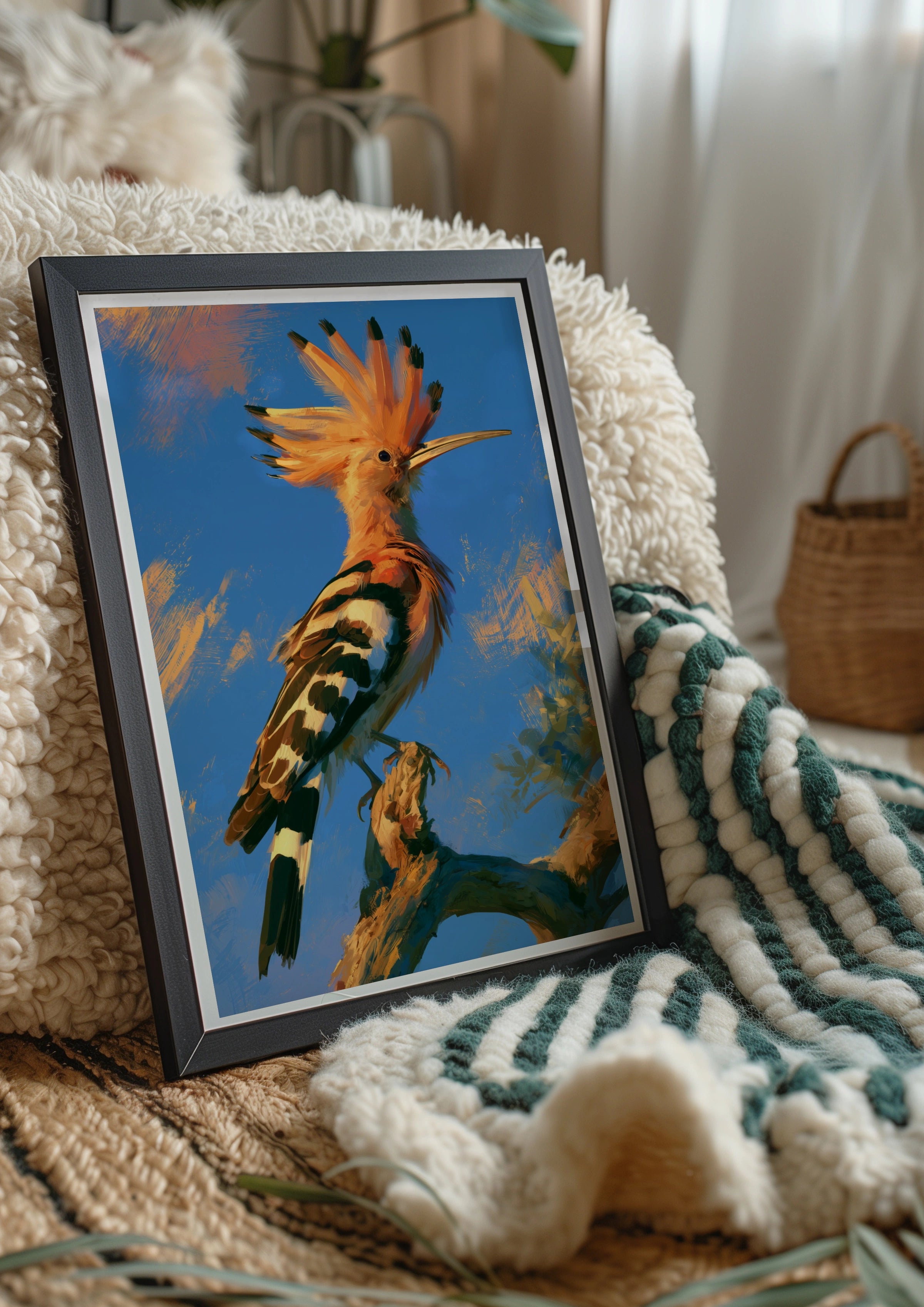 Hoopoe Bird Poster, Exotic Wildlife Wall Art, Bold Painterly Style