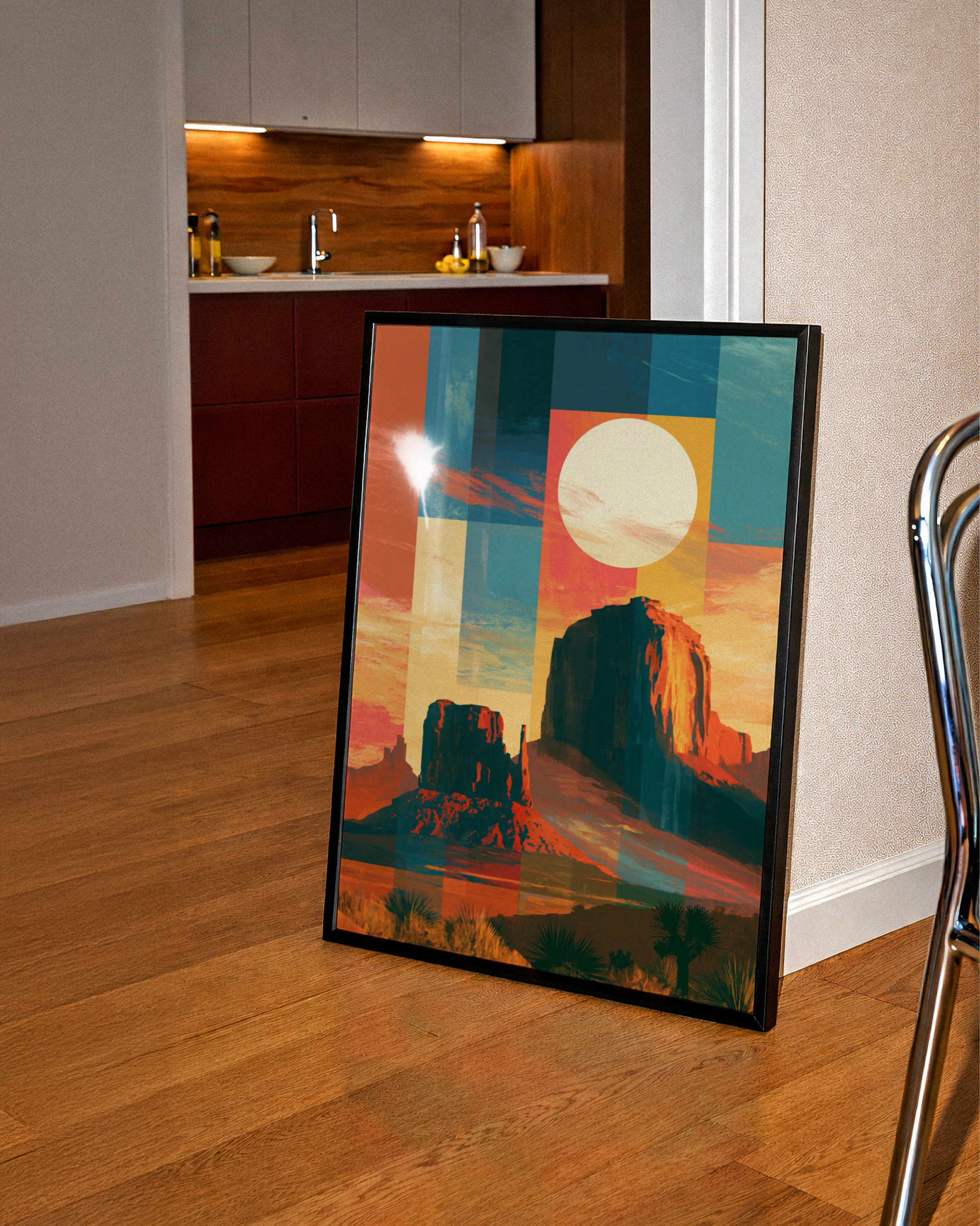 Canyon Abstract Poster, Desert Southwest Wall Art, Geometric Sunset Print