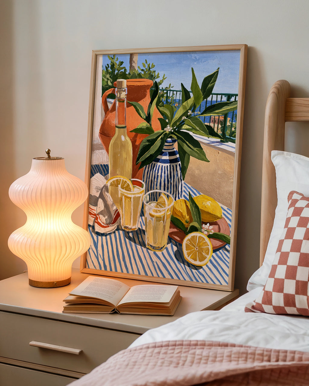 Limoncello Terrace Italy Still Life Poster, Mediterranean Wall Art Print