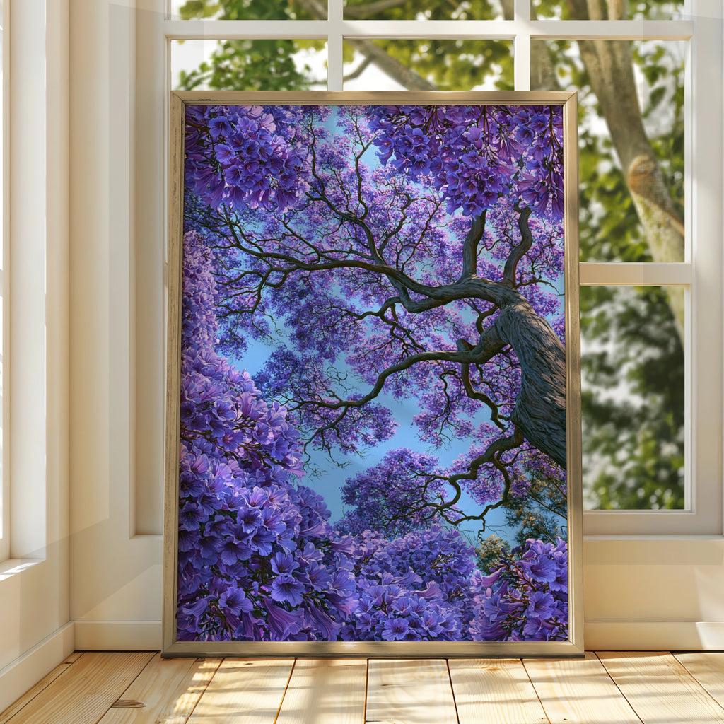 Jacaranda Tree Blossom Poster, Purple Floral Wall Art, Botanical Print