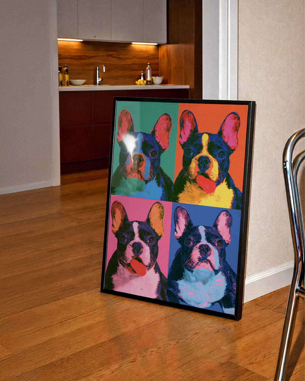 French Bulldog Pop Art Poster, Frenchie Wall Art, Bold Colourful Print